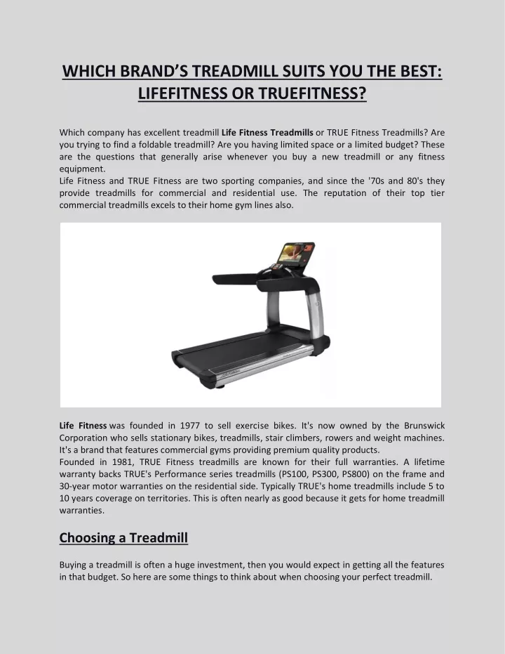 which brand s treadmill suits you the best