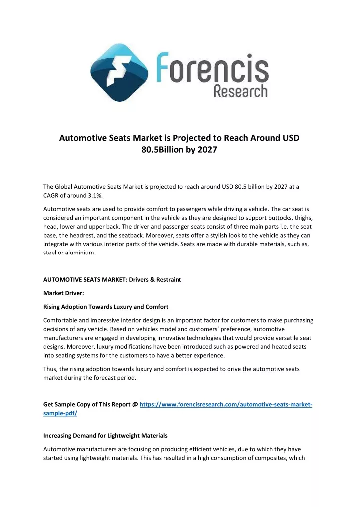 automotive seats market is projected to reach