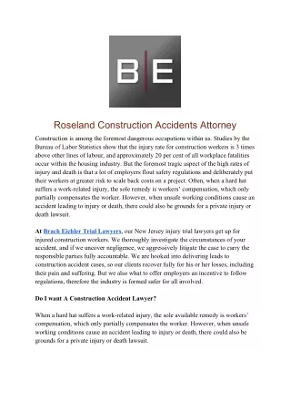 Roseland Construction Accidents Attorney