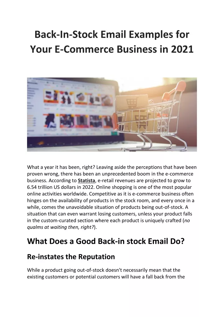 back in stock email examples for your e commerce
