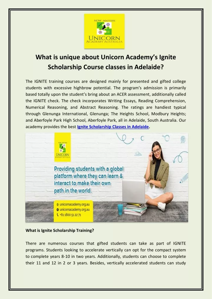 what is unique about unicorn academy s ignite