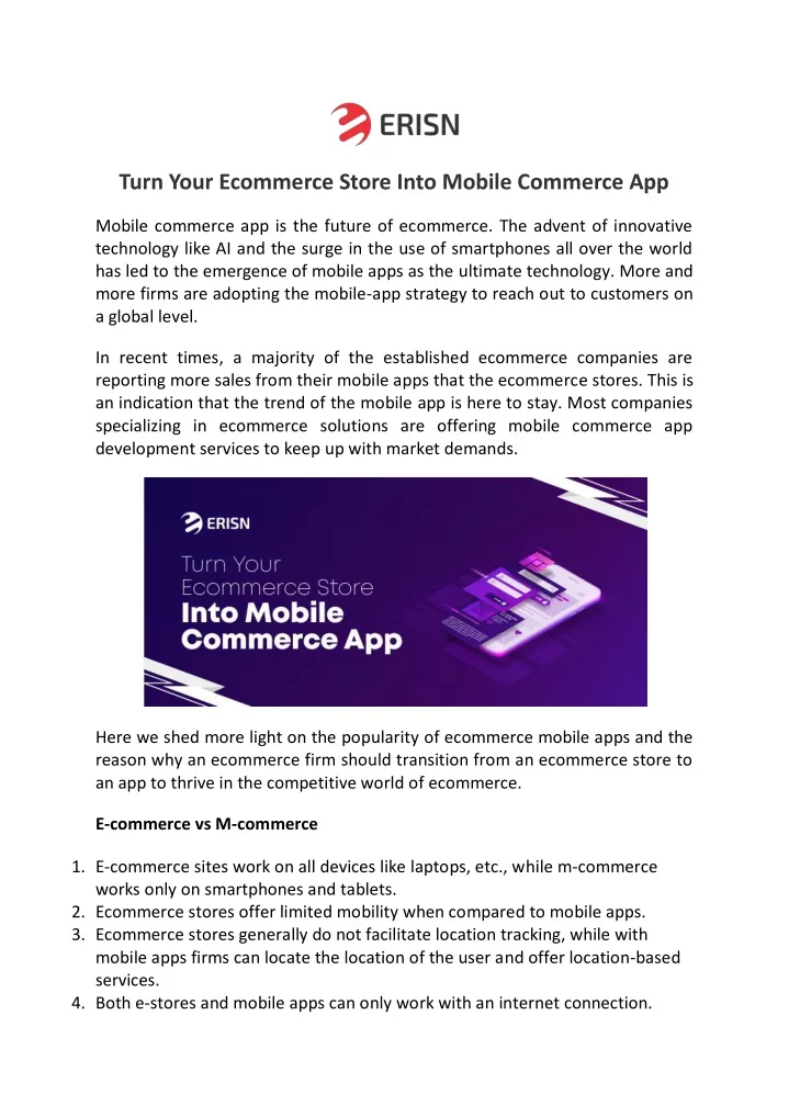 turn your ecommerce store into mobile commerce app