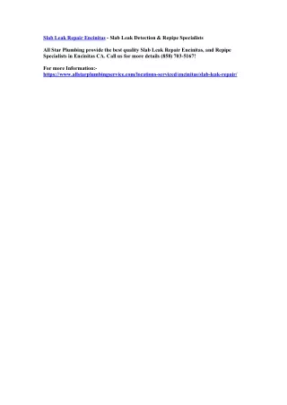 slab leak repair encinitas slab leak detection