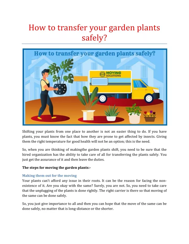 how to transfer your garden plants safely