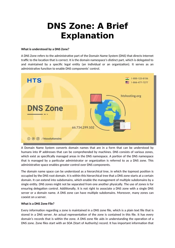 dns zone a brief explanation