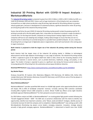 industrial 3d printing market with covid