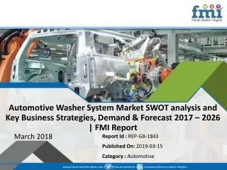 Automotive Washer System Market SWOT analysis and Key Business Strategies, Demand & Forecast 2017 – 2026