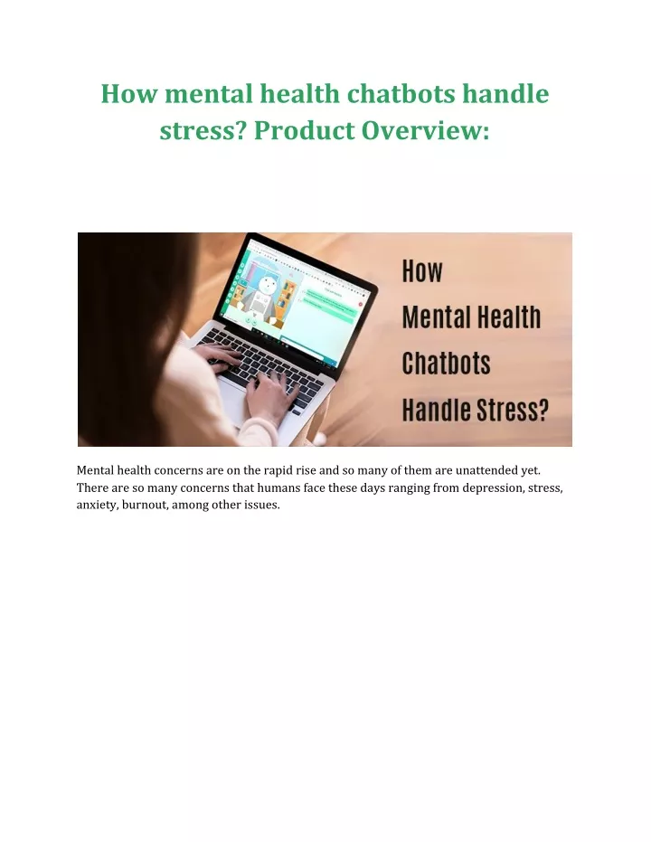 how mental health chatbots handle stress product