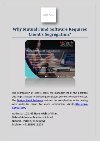 why mutual fund software requires client
