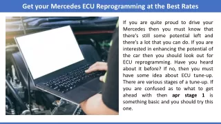 Get your Mercedes ECU Reprogramming at the Best Rates