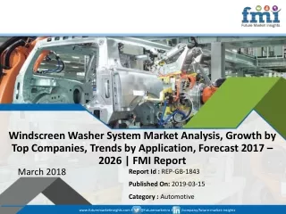 Windscreen Washer System Market Analysis, Growth by Top Companies, Trends by Application, Forecast 2017 – 2026