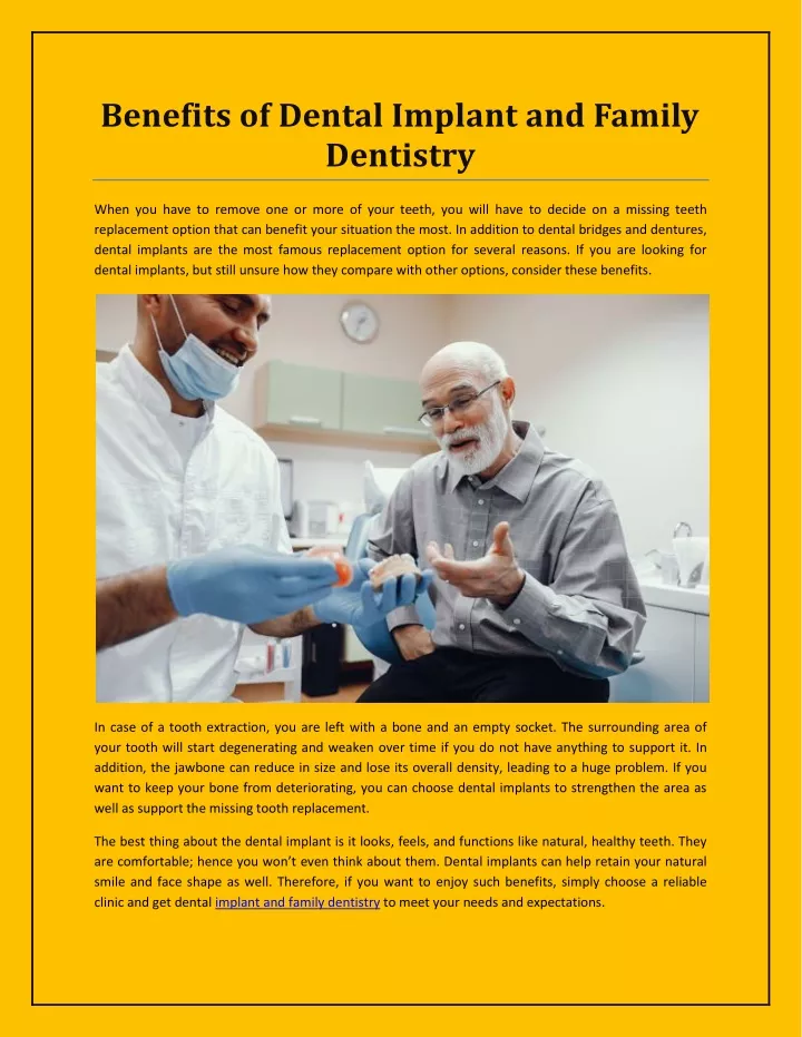 benefits of dental implant and family dentistry