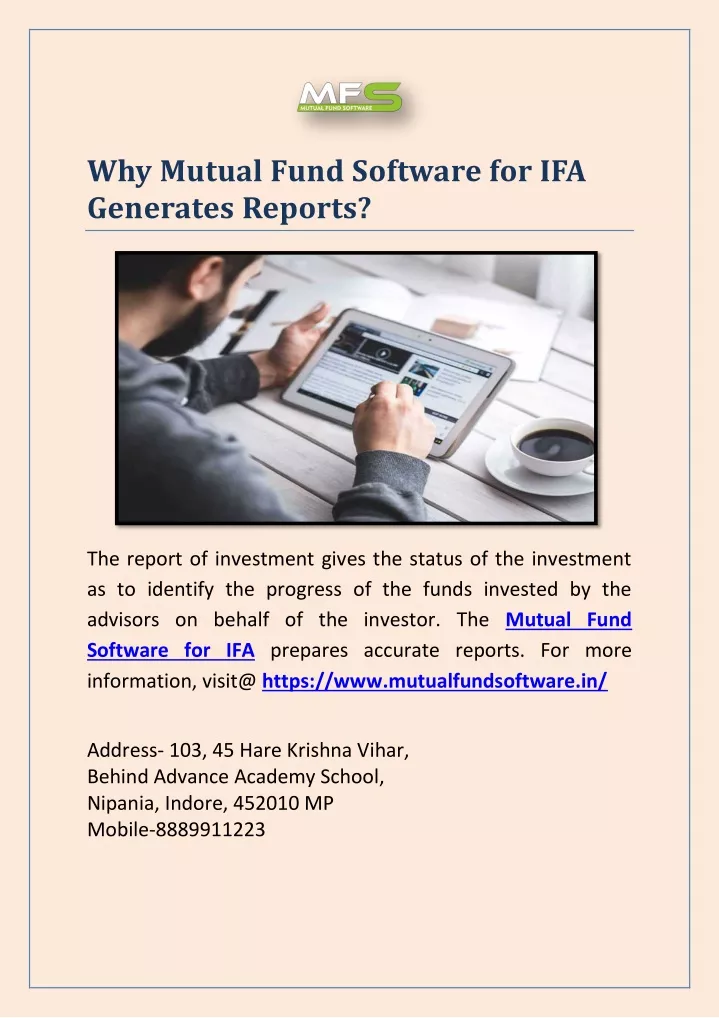 why mutual fund software for ifa generates reports