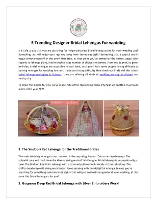 5 Trending Designer Bridal Lehengas For wedding