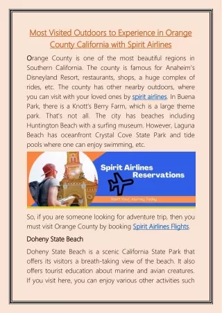 Most Visited Outdoors to Experience in Orange County California With Spirit Airlines