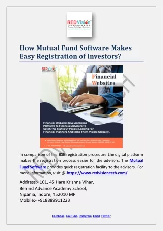 how mutual fund software makes easy registration