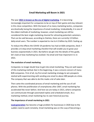 email marketing will boom in 2021