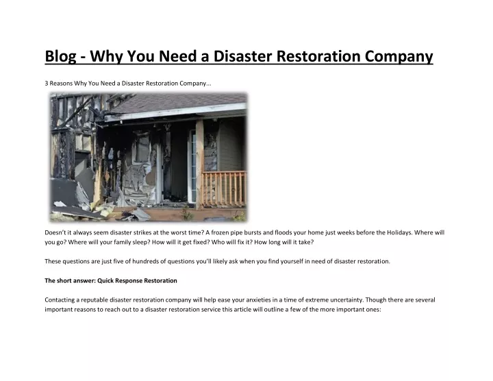 blog why you need a disaster restoration company