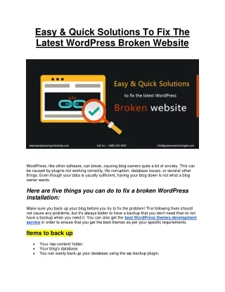 easy quick solutions to fix the latest wordpress