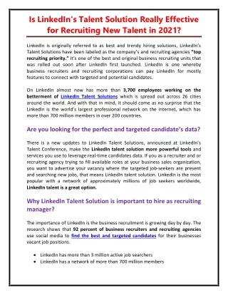 is linkedin s talent solution really effective