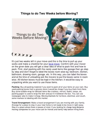 things to do two weeks before moving