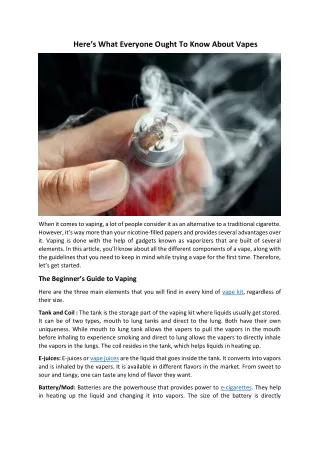 here s what everyone ought to know about vapes