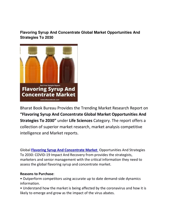 flavoring syrup and concentrate global market