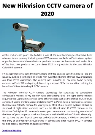 New Hikvision CCTV camera of 2020