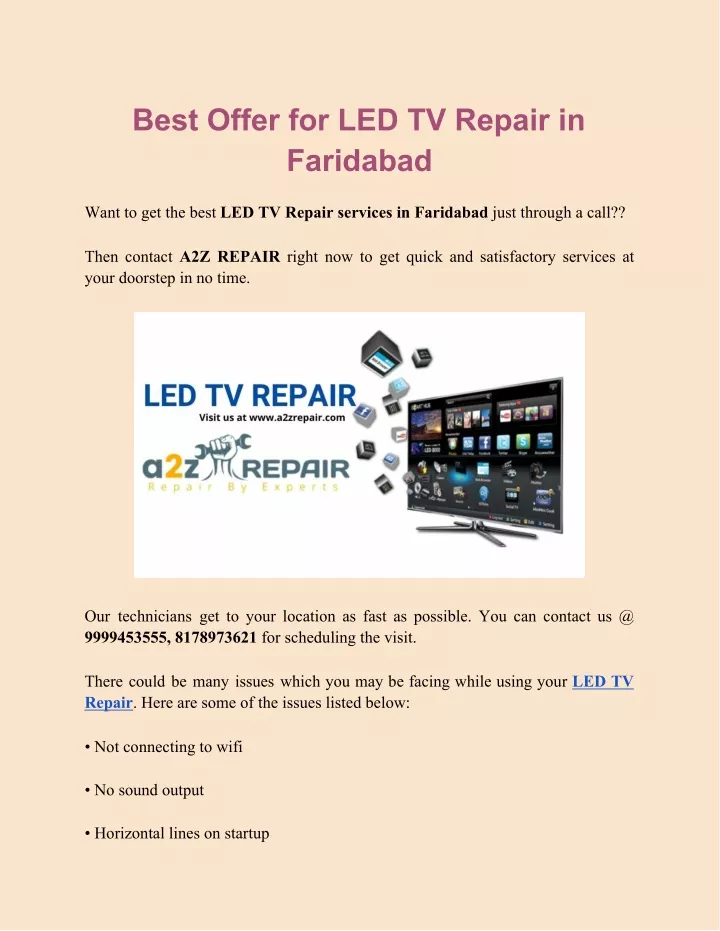 best offer for led tv repair in faridabad