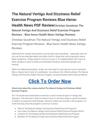 the natural vertigo and dizziness relief exercise
