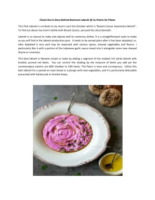 Check Out A Story Behind Beetroot Labneh @ Su Paints On Plates