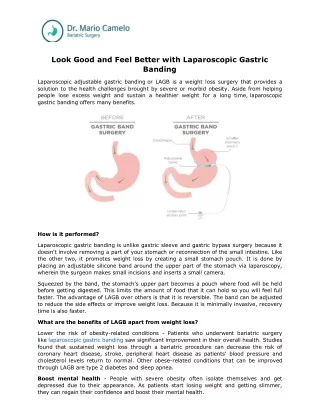 Look Good and Feel Better with Laparoscopic Gastric Banding