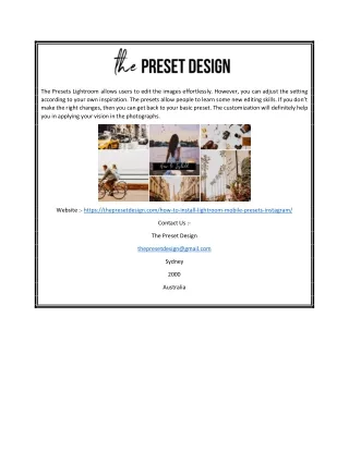 the presets lightroom allows users to edit