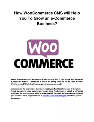 how woocommerce cms will help you to grow an e commerce business