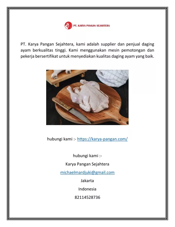 pt karya pangan sejahtera kami adalah supplier