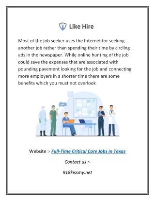 Full-Time Critical Care Jobs in Texas | Likehire.com