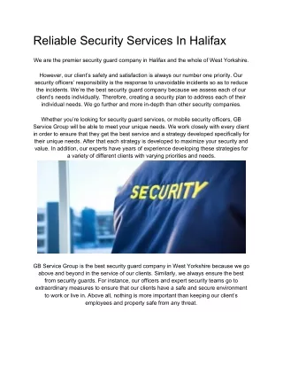 Reliable Security Services In Halifax