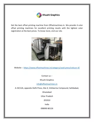 4 Colour Offset Printing Machine Price | Offsetmachines.in