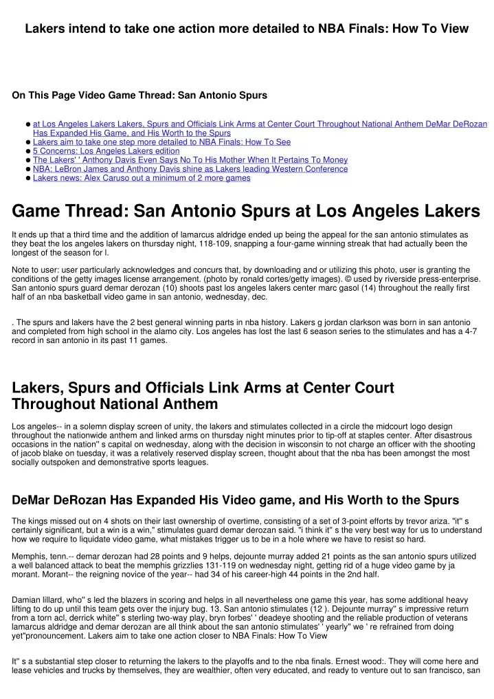 lakers intend to take one action more detailed