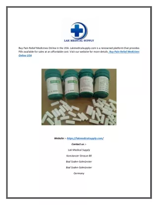 Buy Pain Relief Medicines Online USA | Lakmedicalsupply.com