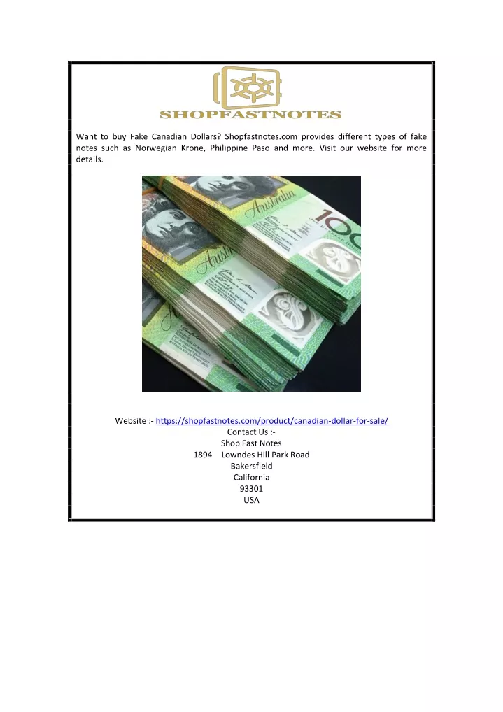 want to buy fake canadian dollars shopfastnotes