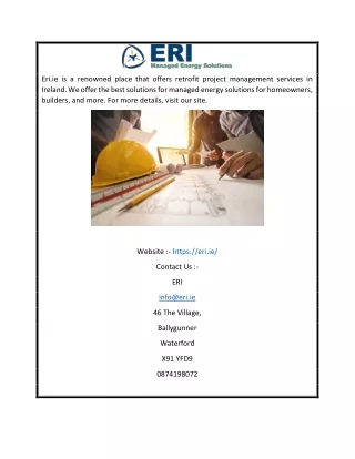 Retrofit Project Management Service in Ireland | Eri.ie