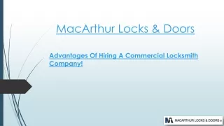 Advantages Of Hiring A Commercial Locksmith Company!