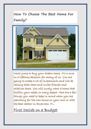 how to choose the best home for family