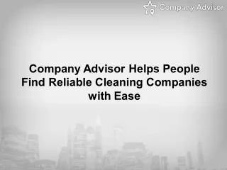 Company Advisor Helps People Find Reliable Cleaning Companies with Ease