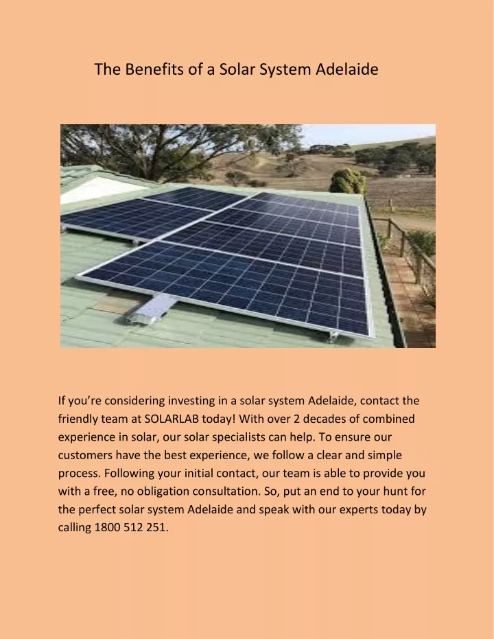 the benefits of a solar system adelaide