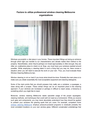 factors to utilize professional window cleaning