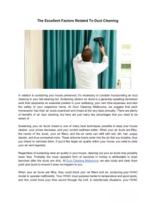 the excellent factors related to duct cleaning