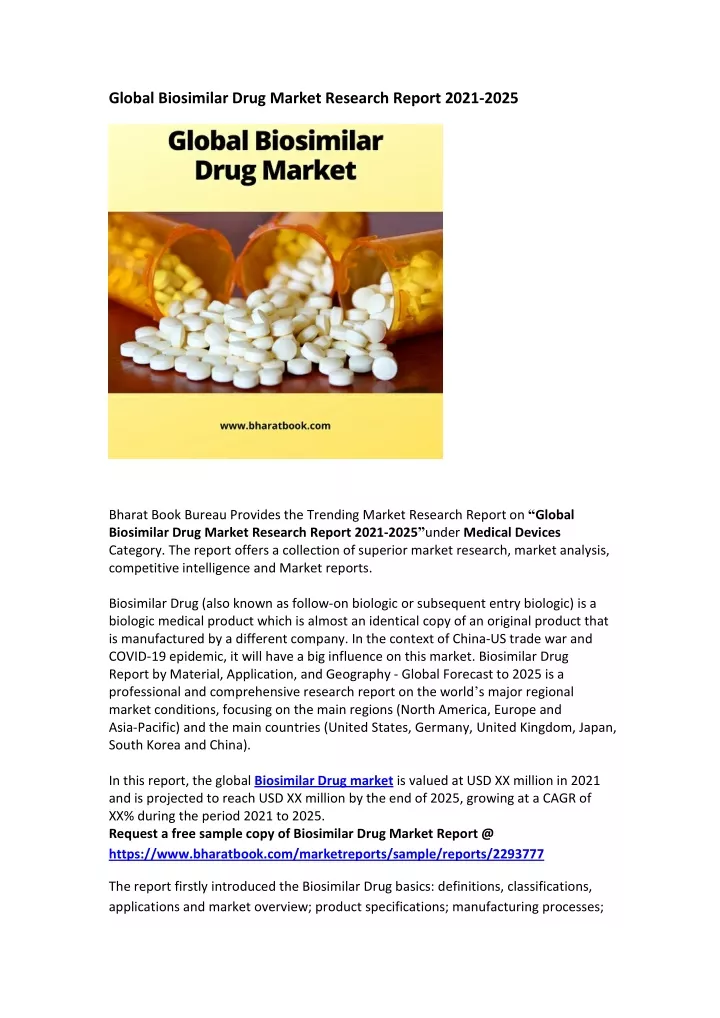 global biosimilar drug market research report