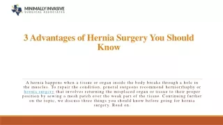 3 advantages of hernia surgery you should know